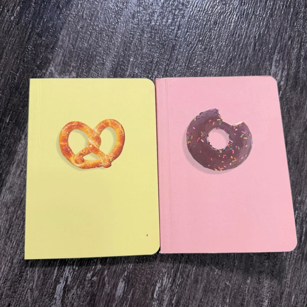 Papyrus Notebook Set Unisex OS Pink Yellow Donut Pretzel Lined Journals 2pk